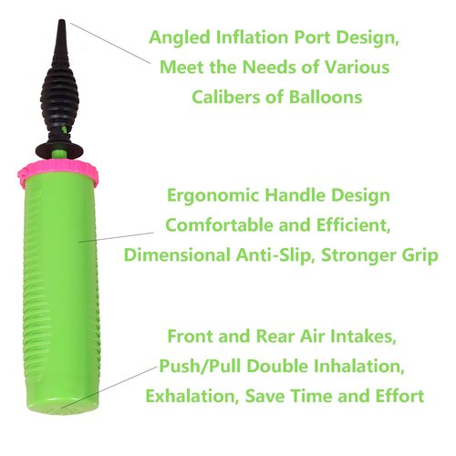 Hdeoops Balloon Pump Hand Held 2-Way Dual Action Air Pump for Balloons, Yoga Balls, Swimming Rings