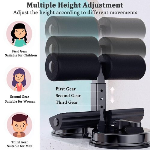 Ab Training Auxiliary Device, Sit up Bar Floor, Upgrade Dual Suction Cup Ab Machine for Stomach Workout, Multi-functional Adjustable Ab Trainer Equipment, Abdominal Assistant Device(Black)