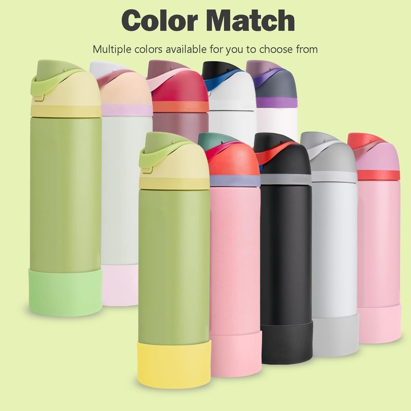 Kaitiaki 2PCS Silicone Boot for Owala 24oz FreeSip Water Bottle, Anti-Slip Scratch-Resistant Bottom Sleeve, Protective Sports Bottles Accessories, BPA-Free (Keylime+Sunny Yuzu)