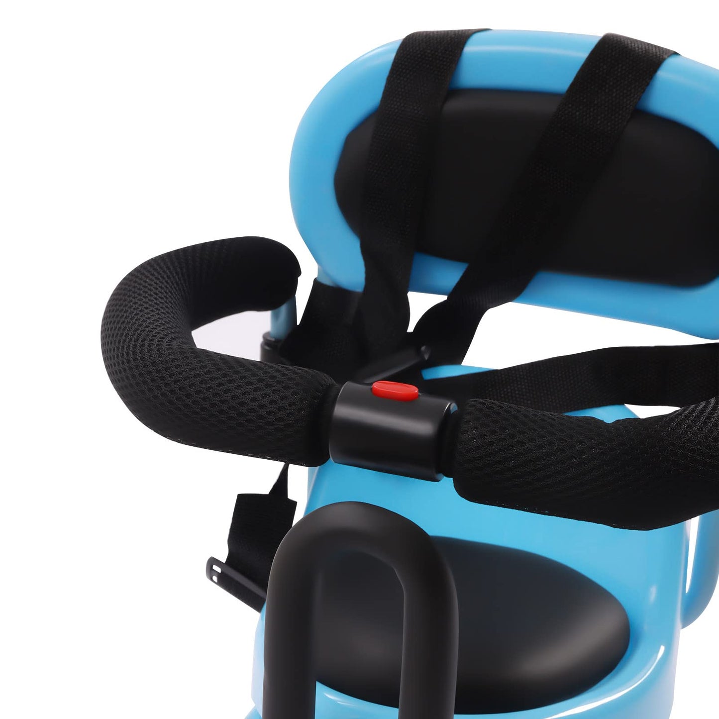 Kids Bike Seat Rear Mount Baby Bicycle Seat Cushion with Safety Belt & Footrest Brackets & U-shaped Guardrails,Toddler Child Saddle Seat Rear Safety Carrier Seat for Folding Bike,Mountain Bike (Blue)