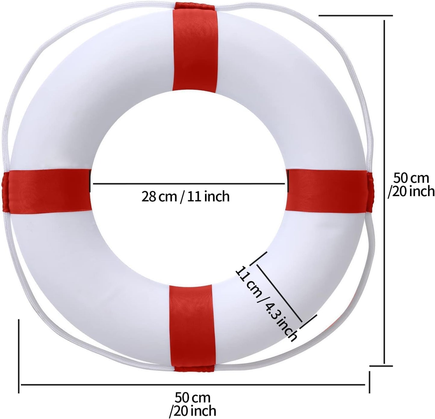 20Inch Throwable Lifebuoy Ring with 98.4FT Floating Rescue Rope - Emergency Flotation Device for Boating, Pool & Outdoor Water Safety, Heavy-Duty Foam Buoy & Perimeter Line Lifeguard Kit