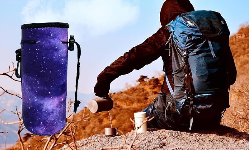 Wanty 20 oz Neoprene Insulated Bottle Carrier Sleeve with Adjustable Strap - Purple Sky