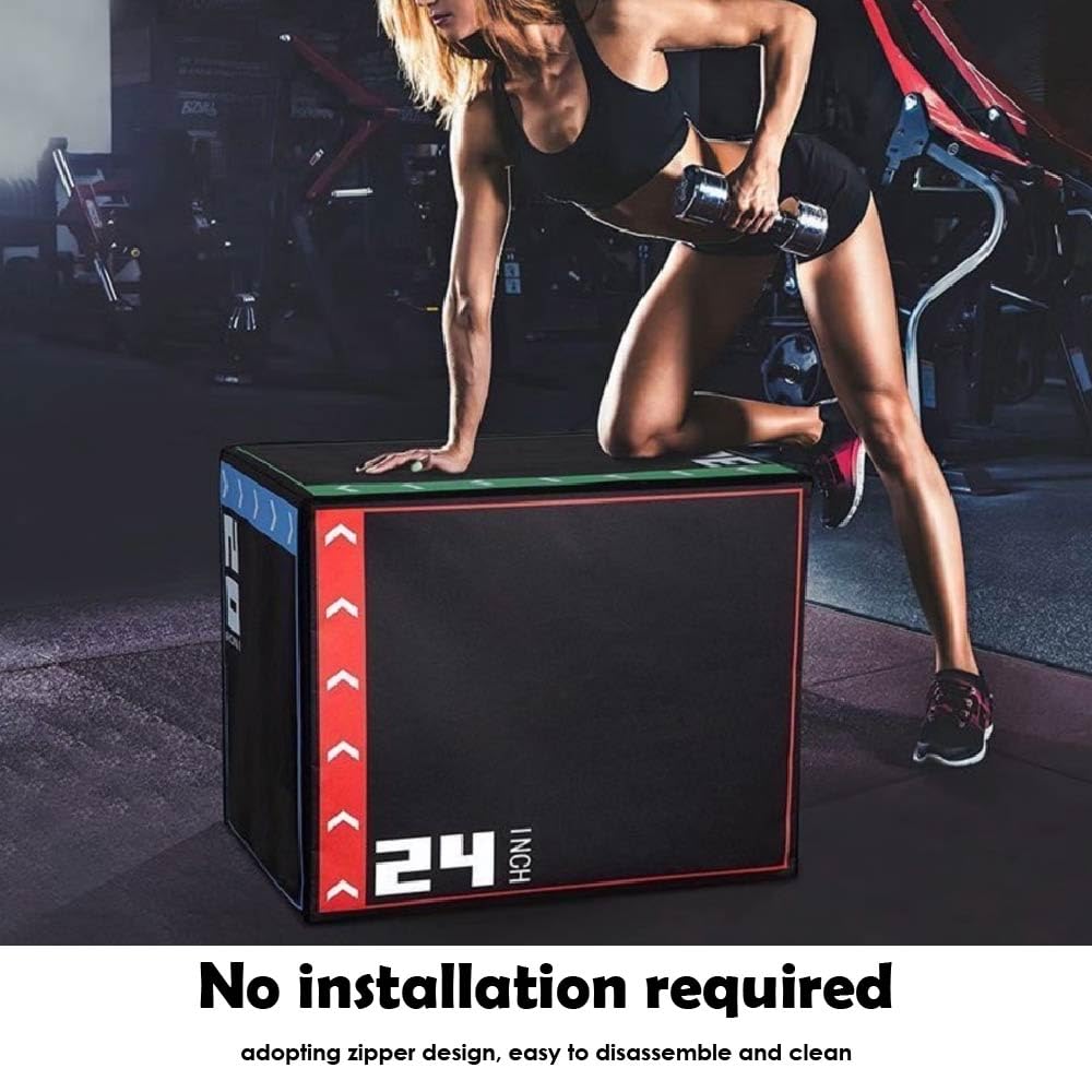 3 in 1 Plyometric Jump Box Fitness Exercise Stepper Jump Box for Home Gym Training (16INCH)
