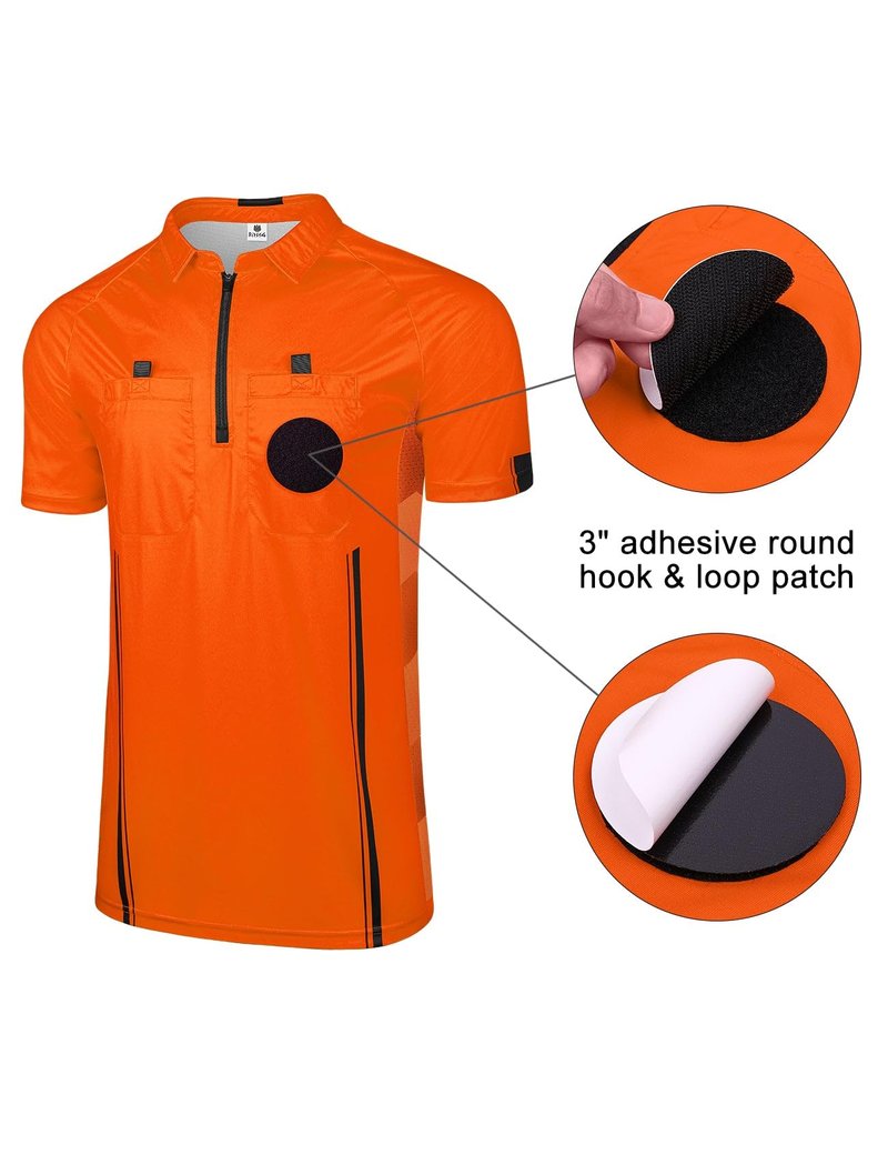 FitsT4 Sports Pro Soccer Referee Jersey Short Sleeve Youth Ref Shirts Orange XX-Small