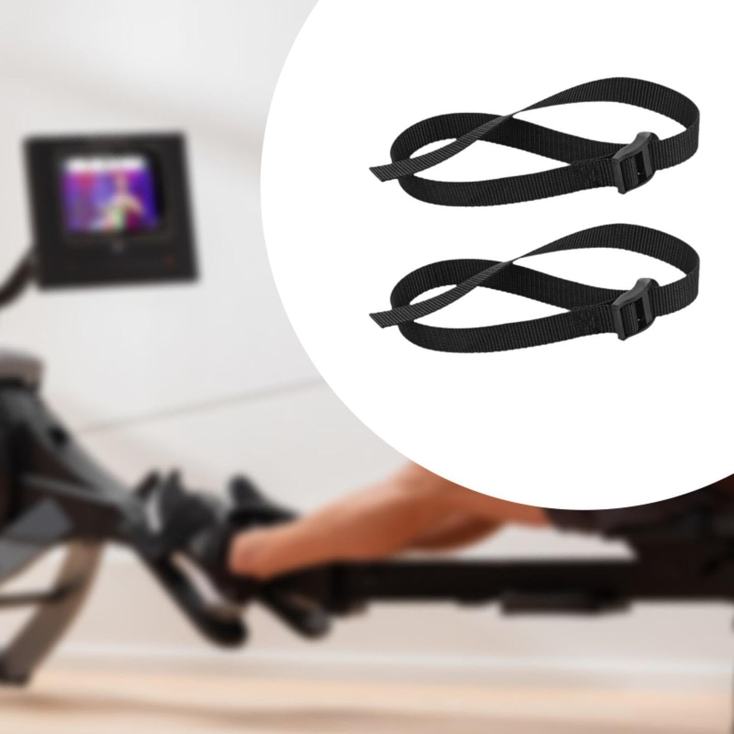 2 Pcs 76cm Rowing Machine Feet Straps Fitness Foot Straps Sports Practical Fix Bands Oxford Cloth Adjustable Portable Gym Accessories