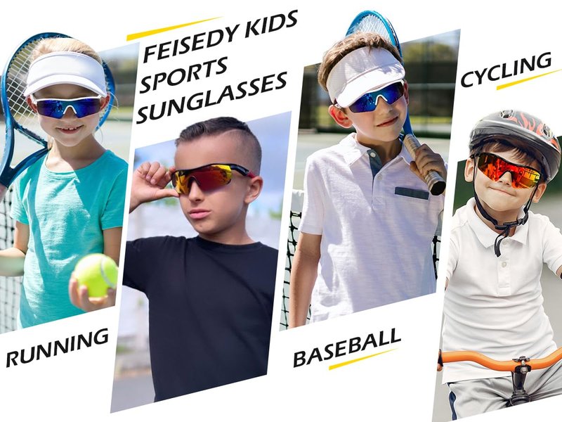 FEISEDY 2Pack Kids Teens Baseball Polarized Sunglasses Sports TR90 Frame Boys Girls Cycling B2454