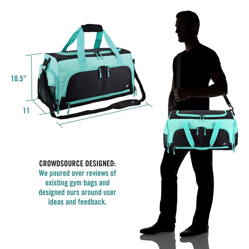 Ultimate Gym Bag 2.0: The Durable Crowdsource Designed Duffel Bag with 10 Optimal Compartments Including Water Resistant Pouch, Teal, Medium (20")