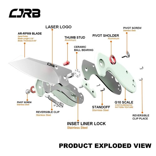 CJRB Maileah Pocket Knife with 2.39’’ AR-RPM9 Powder Steel Blade Folding Knife with G10 Handle Tactical Knife EDC Knife Pocket Knife for Men Ideal for Outdoor Survival Camping Hunting, 1918 Natural Green