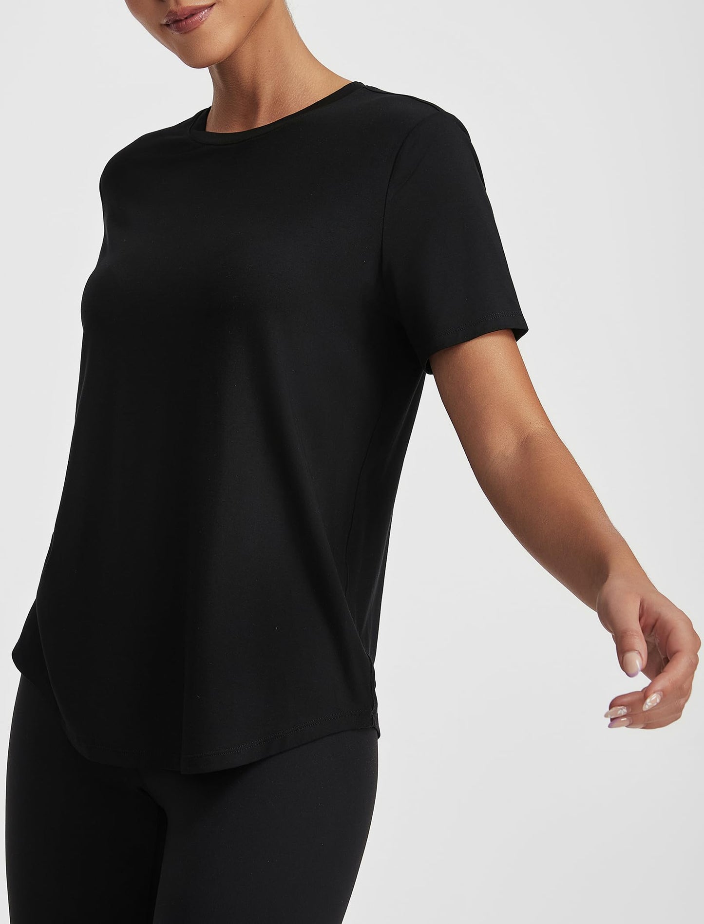 kakola Women's Workout T-Shirt Loose Fit Modal Tops Short Sleeve Blouse Summer Casual Tee Black