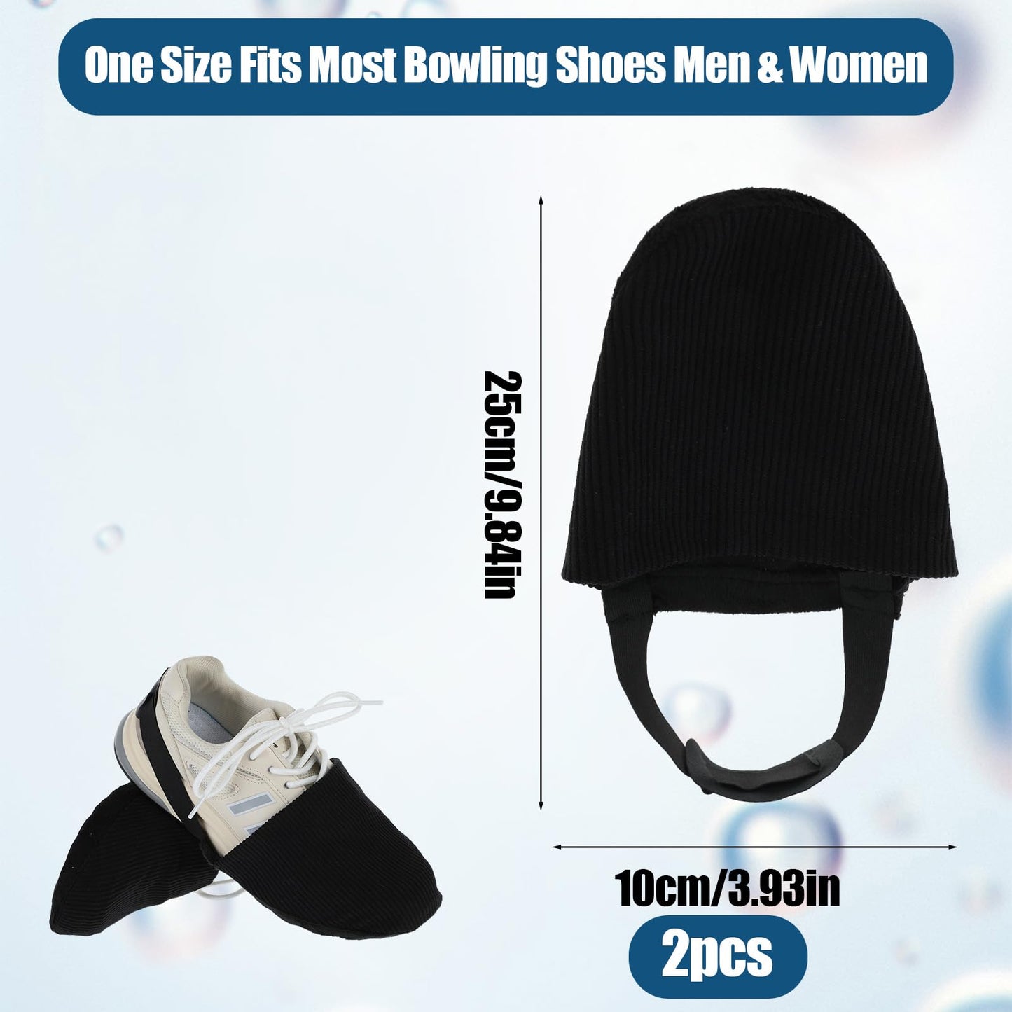 KFHENSOMR 2pcs Bowling Shoe Slider, Bowling Shoes Cover with Elastic Band for Men Women, One Size Adjustable Sole Slide Covers, Shoes Bow-ling Accessories for Playing Ball Dancing (Black