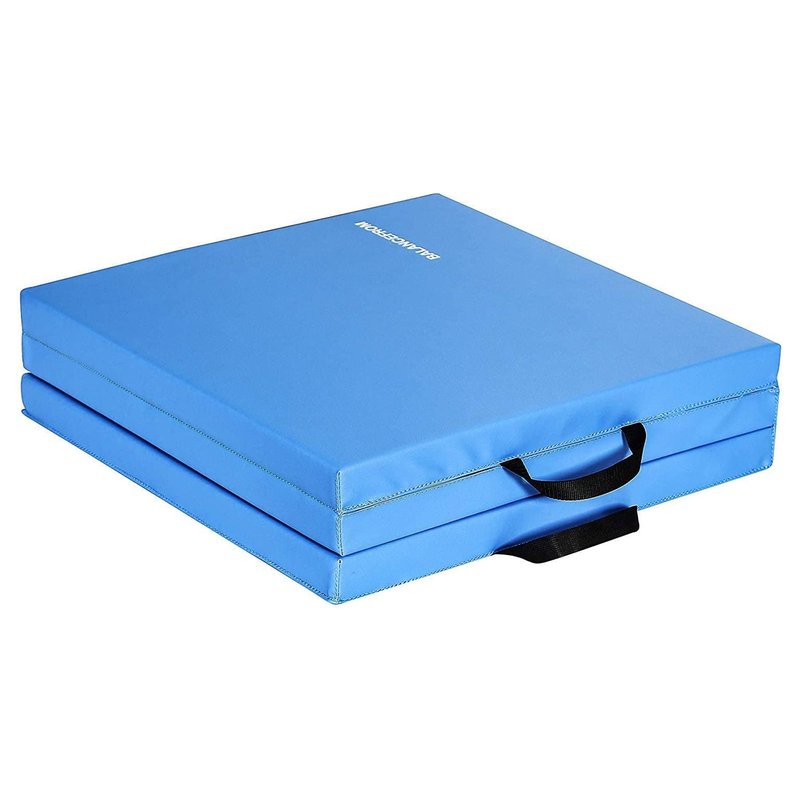 BalanceFrom 2" Thick Three Fold Folding Exercise Mat with Carrying Handles for MMA, Gymnastics and Home Gym Protective Flooring (Blue)