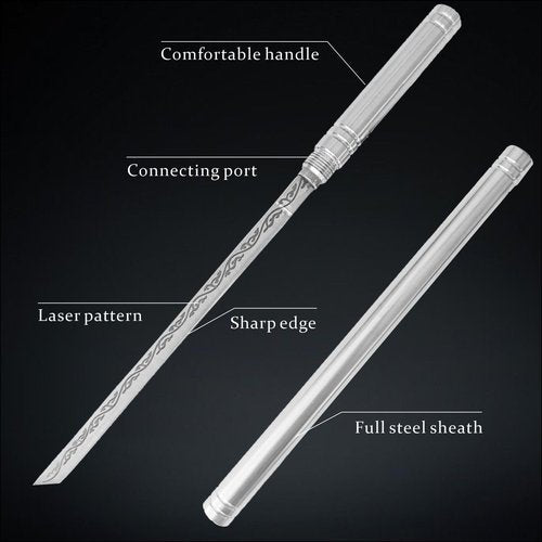 Quanqiuyi Stainless Steel Blade, Outdoor Portable Stainless Steel Mini Stick Fruit Knife, All Steel Fancy Letter Opener Envelope, Multipurpose Survival Tactical Knife 9.5 Inch