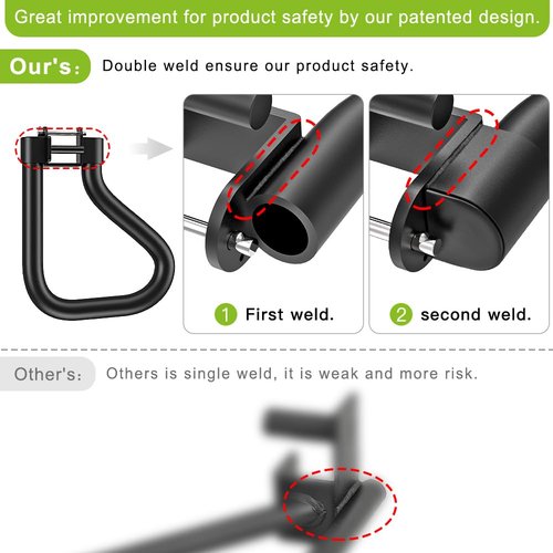 SELEWARE Solid Dip Bar Attachment for 2" x 2" with 1/2" Hole Power Cage Squat Rack, Set of 2 Dip Bar Multi-Grip Handles for Strength Training