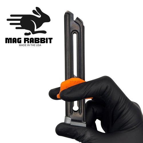 Mag Rabbit Magazine Rapid Speed Loader for Ruger Mark I II III IV 22/45, Smith & Wesson Victory, Browning Buckmark 22LR - Pain Free - Thumb Relief - Easy Loading (Orange)