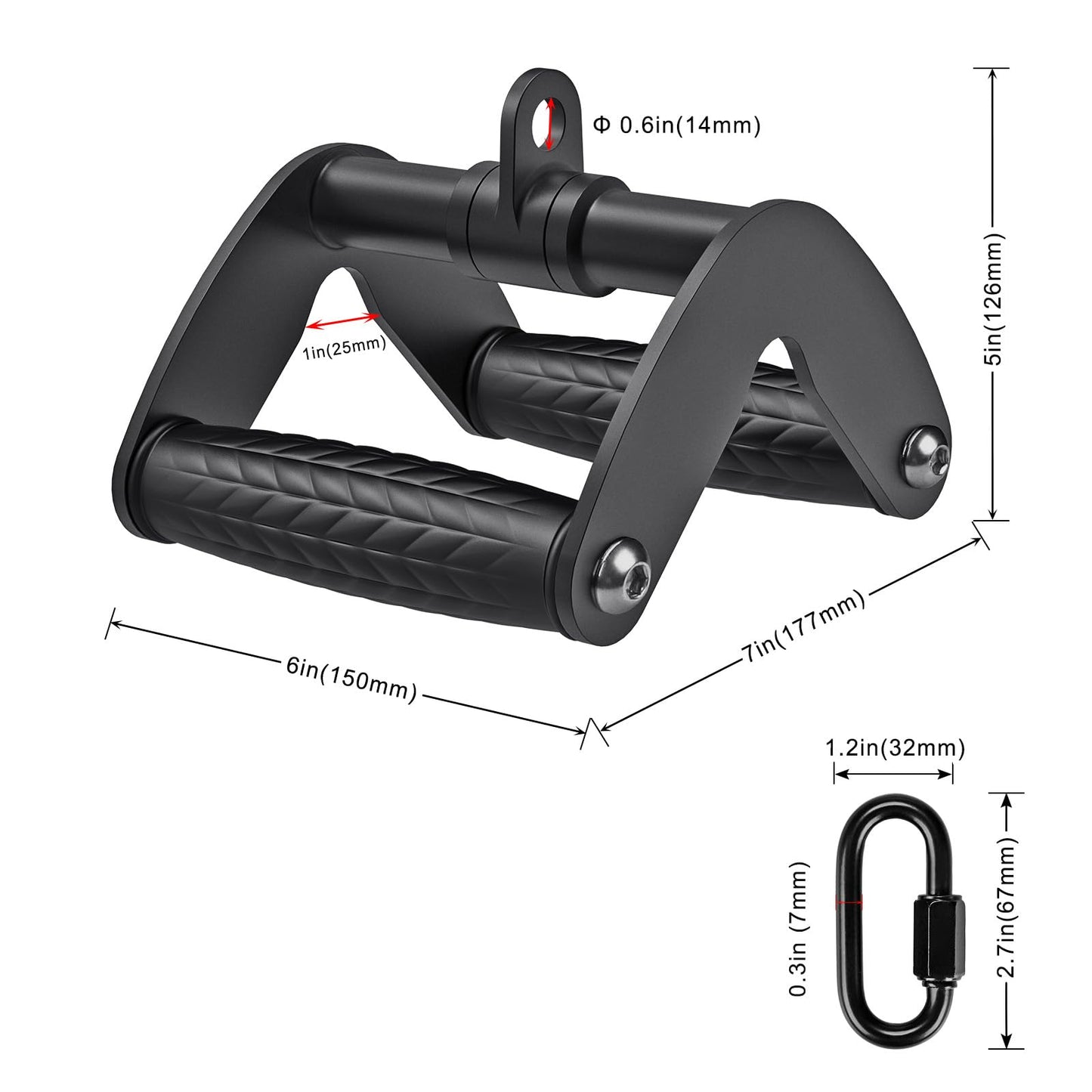 SELEWARE Double D Row Handle Cable Attachment, Rotating V Handle with Non-Slip Rubber Grip, LAT Pull Down Handle for Weight Workout