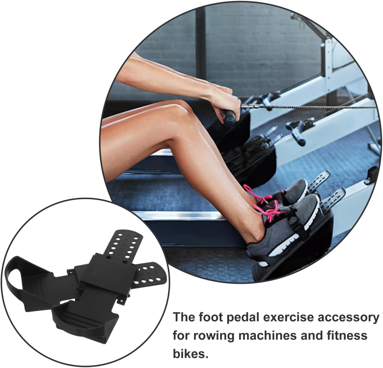 1Pair Rowing Machine Pedals Foot Pedals Nonslip Fitness Equipment for Workout Gym Sports, Rowing Machine Parts, Home Workout Accessories