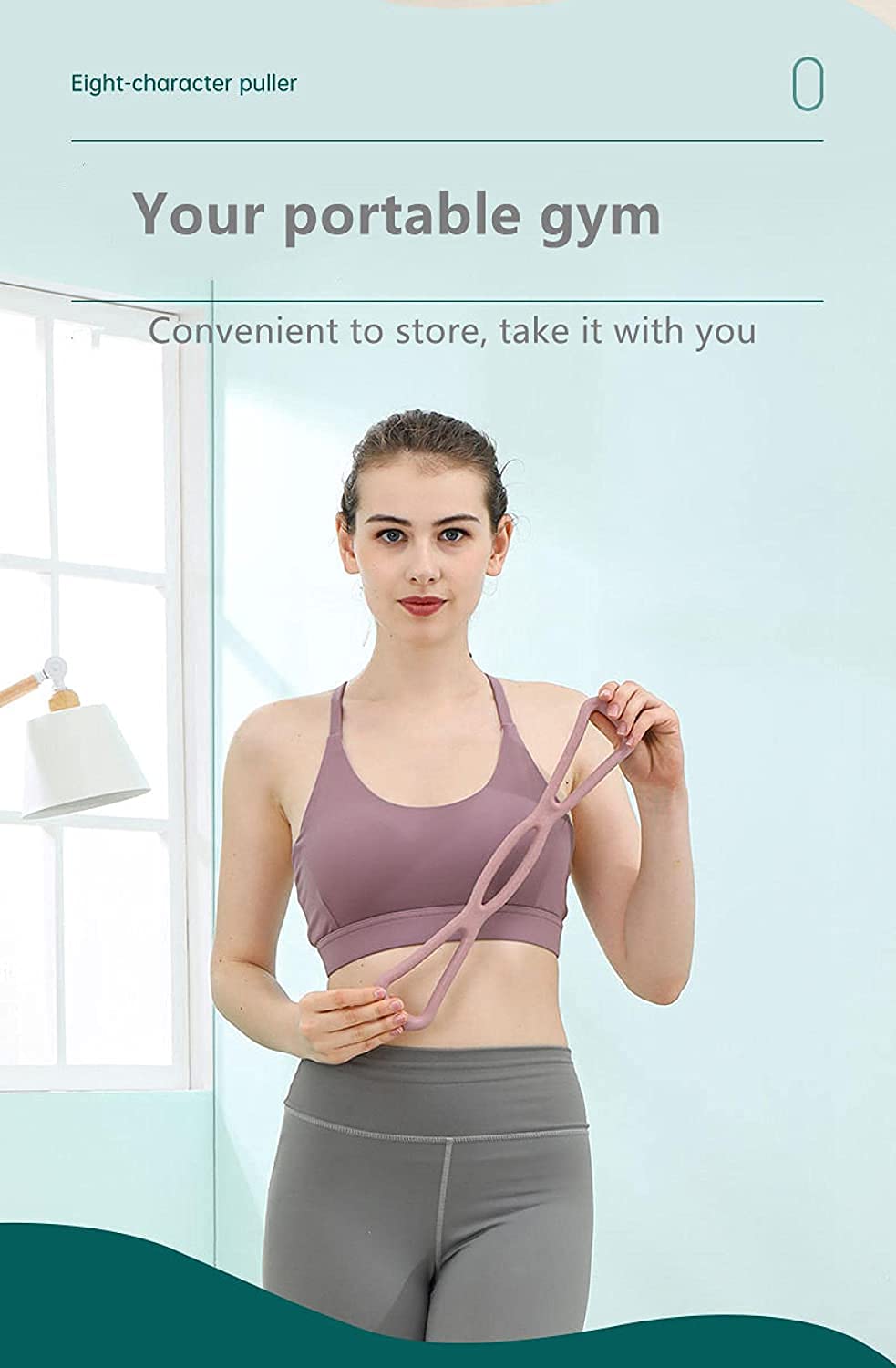 Figure 8 Stretch Resistance Band, Portable Elastic Fitness Pulling Rope Chest Expander, Arm Back Shoulder Training Stretch Bands for Strength Muscle Yoga Pilates Stretching Physical Therapy (Pink)