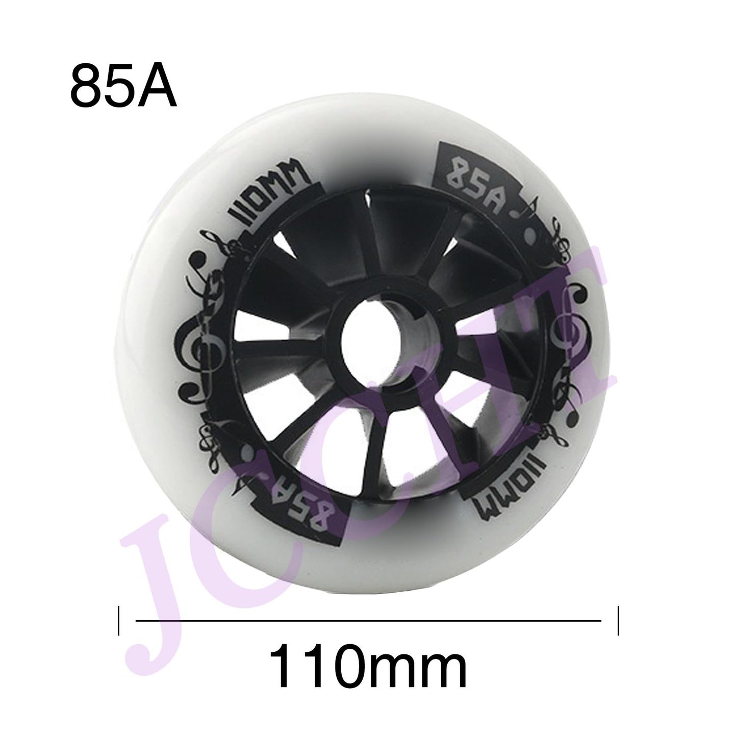 JCCHT PU Rubber Inline Skate Wheels 90mm 100mm 110mm Replacement Speed Skating Inline Wheel Hardness 85A 8-Pack,White Black,110mm