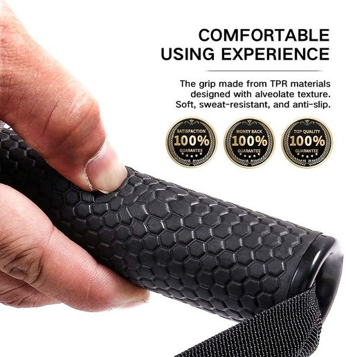 INNSTAR Upgraded Heavy Duty Exercise Handles, Cable Machine Attachments Resistance Bands With Solid ABS Core Grips, Fitness Strap Stirrup Cable Attachment (Set of 2)