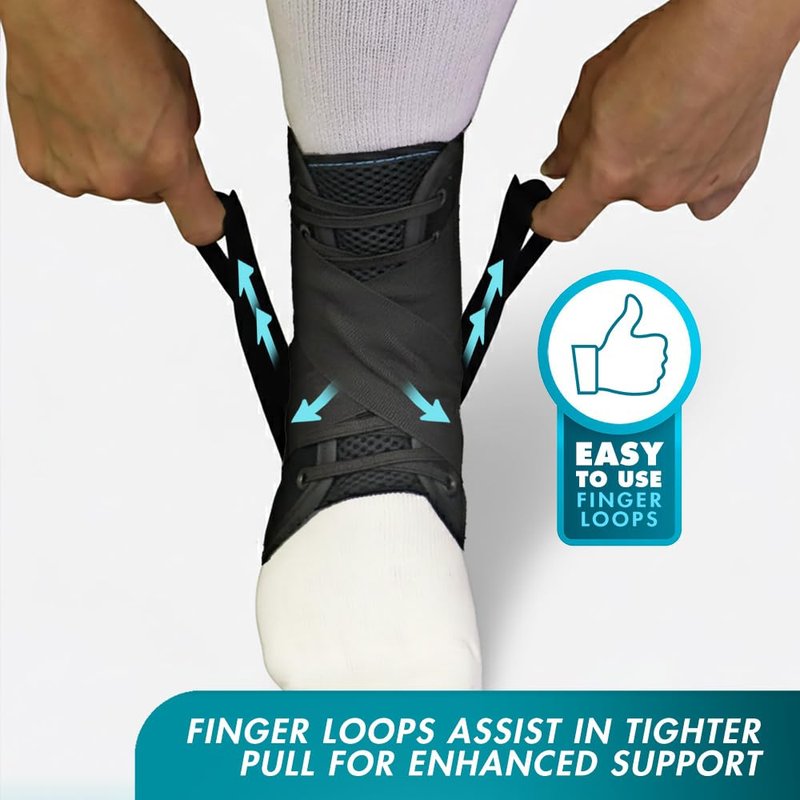 Med Spec ASO Ankle Stabilizer (Large, Black) – Lace Up Ankle Brace for Ankle Sprain and Instability, Orthopedic Ankle Support for Men, Women, Adults, Teens and Kids, Sports Injury Recovery, 264015