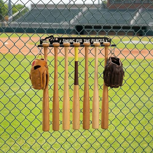 Baseball Bat Wall Mount Rack with 8 Hooks for Home Garage Sports Equipment Organizer