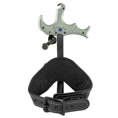 Stan Outdoors Axis 8469 Archery Release Aid, 3-Finger Design, Adjustable Trigger, Sage Green, Leather Wrist Strap, Open Hook, Auto Return