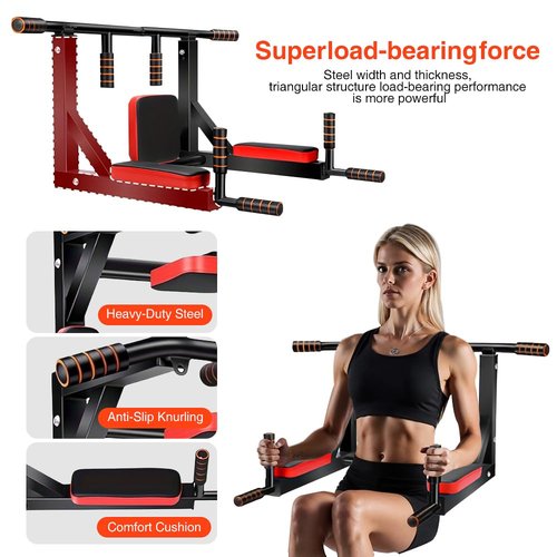 Multifunctional Wall-Mounted Pull-Up Bar – Heavy-Duty Indoor Horizontal Bar for Home Gym, Chin-Up, Punching Bag, and Exercise Equipment – Adjustable & Space-Saving (Black)