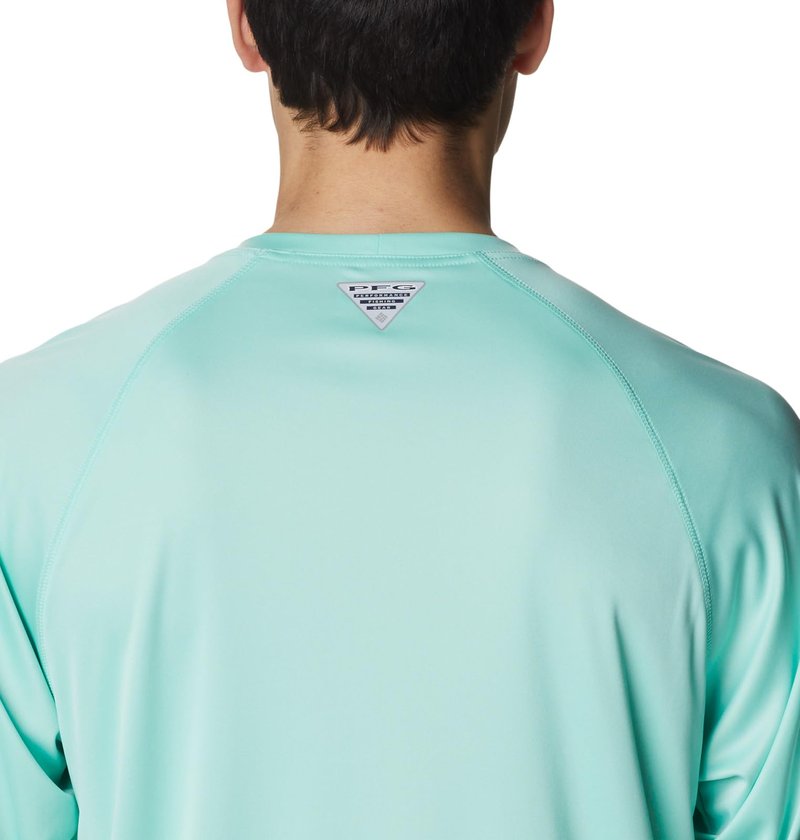 Columbia Men's Terminal Tackle Long Sleeve Shirt, Mint Cay/Bright Nectar Logo, 3X Big