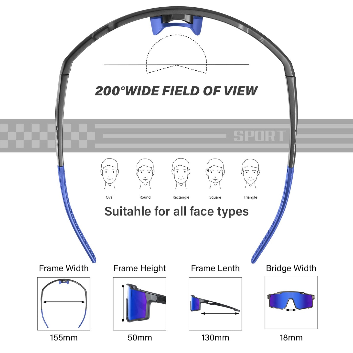 3pcs Polarized Sport Sunglasses Men Cycling Driving Fishing UV Protection Sun Glasses Lightweight Big Frame Mountain Bike Goggles