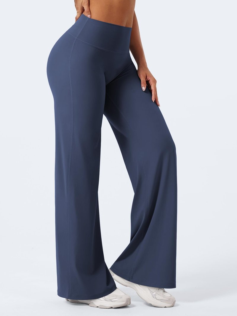 YEOREO Workout Leggings Womens No Front Seam Straight Leggings 31.5" High Waist Buttery Eddiy Gym Yoga Pants Navy Blue M