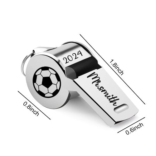 Eiennoai Custom Whistle with Name for Coach, Personalized Name Whistle with Lanyard for Women Men, Stainless Steel Sports Whistles Loud Whistle Gift for Coach Referee Teacher Sports Lover