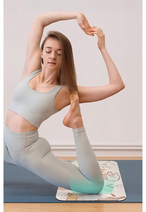 SooDbrea Mini Yoga Mat with Playful Cat Design, Yoga Knee Pads,Double-Sided Non-Slip, Meditation,Exercise Mat for Women&family use,White