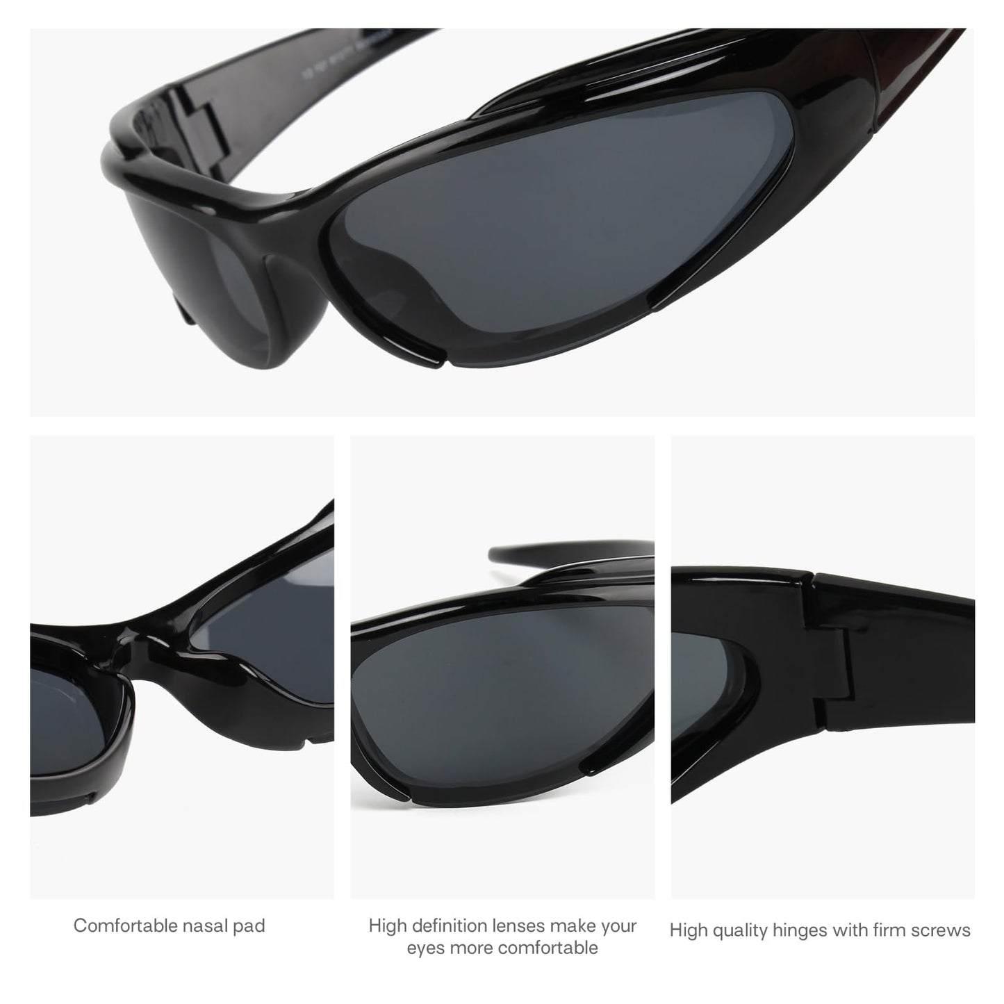 KENBO Y2K Sunglasses Wrap-Around Futuristic Oval Fashion Shades for Women Men – Large Size