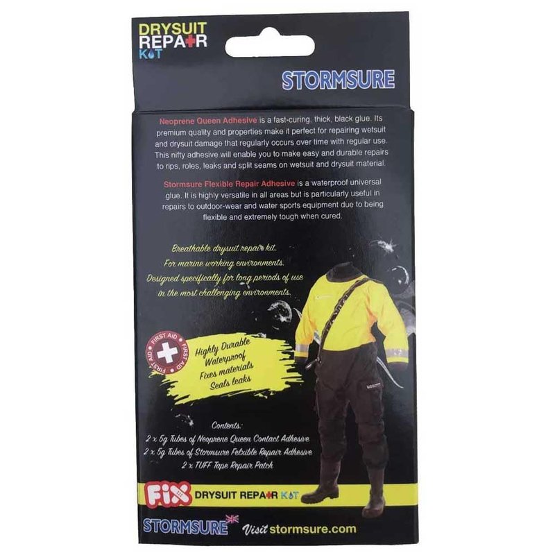 Stormsure Drysuit Repair Kit with Flexible Adhesive and TUFF Tape - Ideal for Drysuits, Semi-Drysuits, Neoprene, Latex Seals