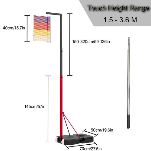 ZELLOXY Vertical Jump Measuring Tool, 4.9-12.6 FT Adjustable Vertical Jump Tester for Volleyball, Slam Training Aid, Floor Standing Jump Training Equipment for School, Gym (Normal)