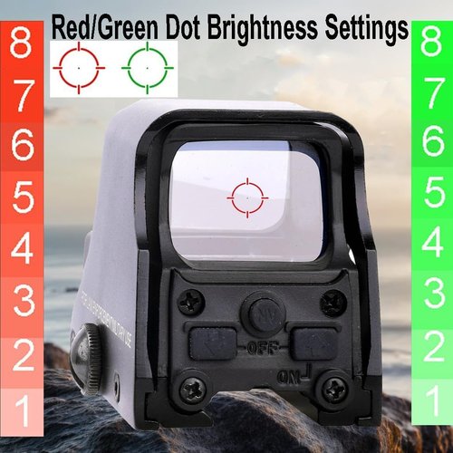 Holographic Sight 552 Red/Green Dot Sight, 5 Brightness Options, 1 MOA Dot, 20mm Rail Mount, Black, Metal/Plastic, Water-Resistant, Shockproof (553)