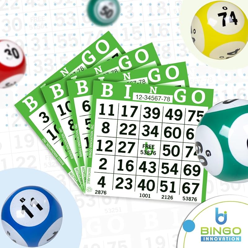 Lime Bingo Paper Sheets – 1 Face 4x4 Inch Pack of 500 Disposable Cards for Community Events