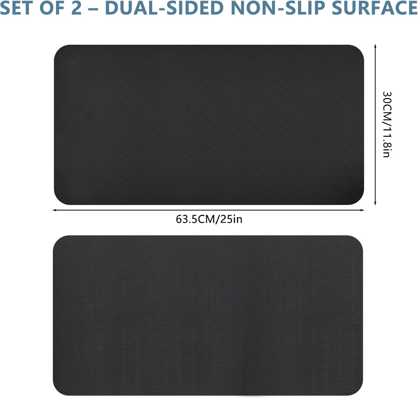 2PCS 0.24" Thick Mat Pads for Peloton Bike & Concept 2 Rower – Non-Slip Compact Floor Protectors for Small Spaces, Home Gym Use on Hardwood, Carpet & Tile, 25"x11.8"