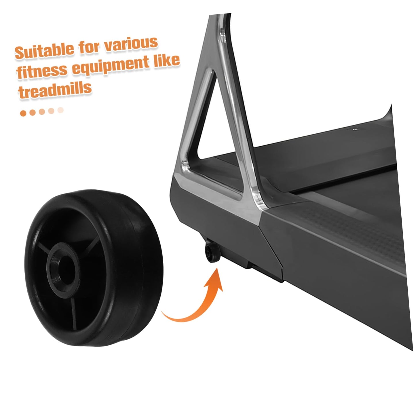 JUMPLAWN 4pcs Heavy Duty Plastic Caster Wheels Fitness Equipment Roller Accessory for Treadmill Exercise Bike Home Gym Universal Replacement Parts