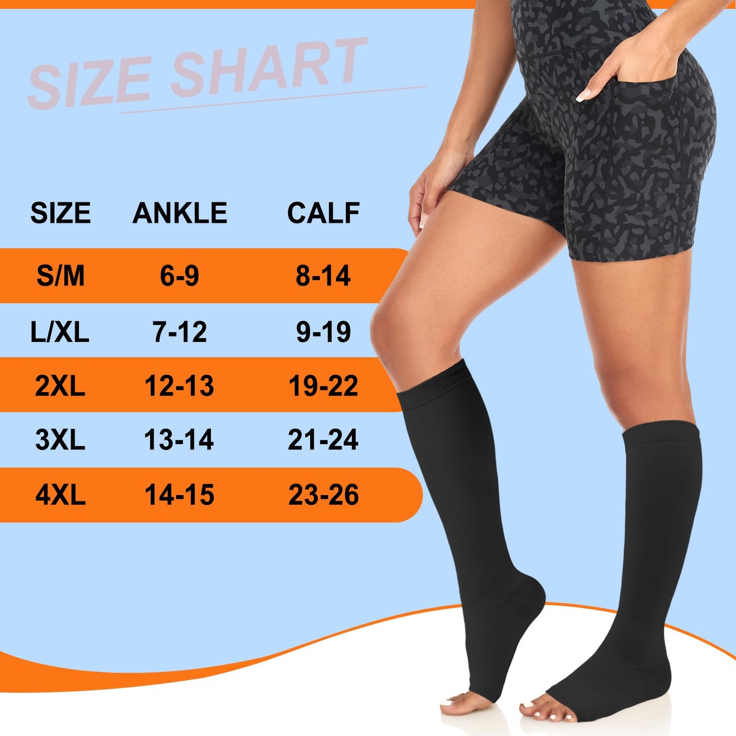 Copper Compression Socks for Women & Men Open Toe 15-20mmHg is Best Support for Circulation Recovery and All Day Wear