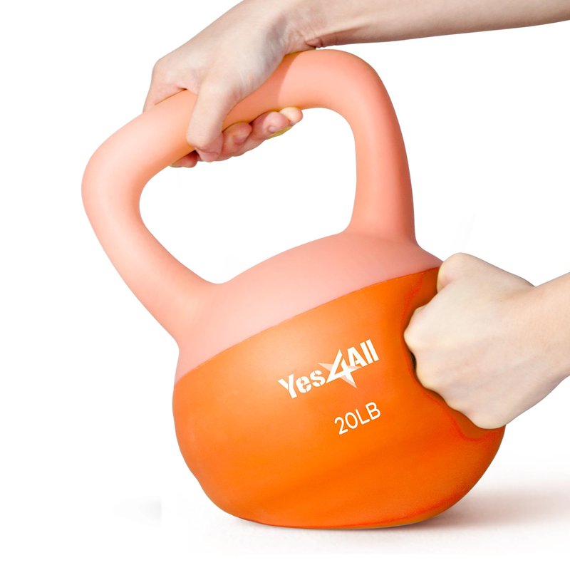 Yes4All Soft Kettlebell, PVC Kettlebells Exercise Weights, 5LB/10LB/15LB/20LB Color-Coded Strength Training Kettlebells, Soft & Gentle Hand Weights for Women at Home - 20LB - Peach Fuzz
