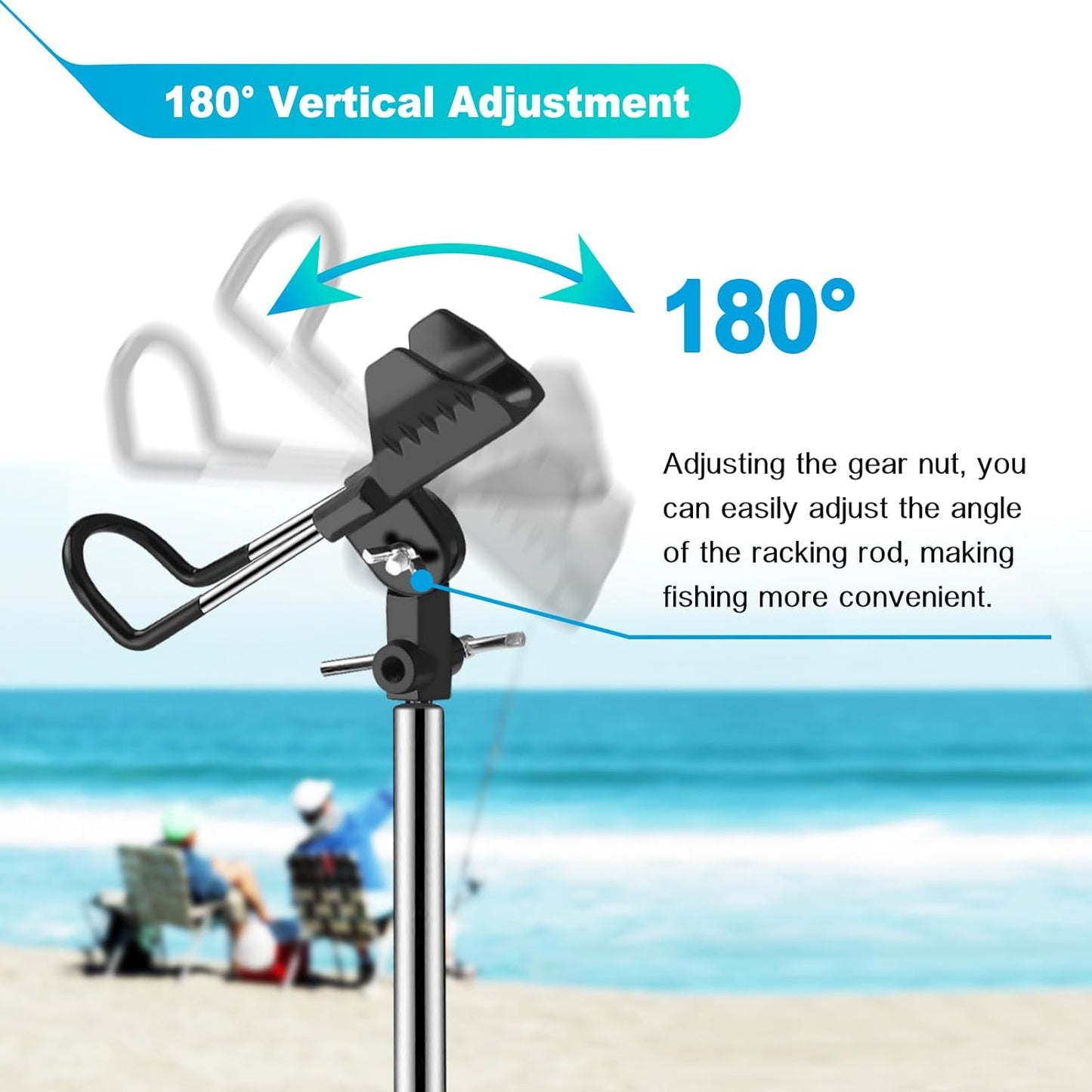 2 Pack Fishing Rod Holders for Bank Fishing, Multifunctional Stainless Steel Fishing Pole Holders for Ground, 360 ° Adjustable & Detachable Easy to Carry, Gift for Men Father’s Day, Birthday Day