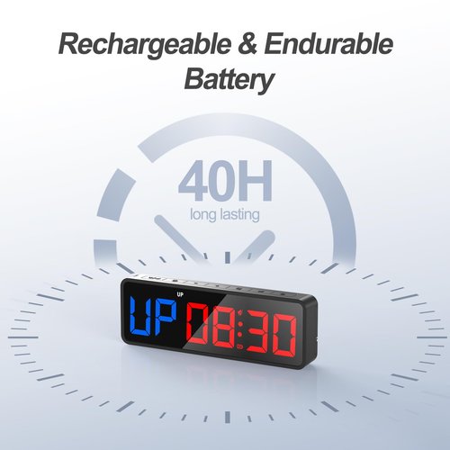 ANJANK Small Portable Gym Timer Clock, Strong Magnet, Workout Interval Timer with Powerful Battery, Stopwatch, Remote Control, Adjustable Brightness, Fitness Digital Timer for Home/Garage/Boxing