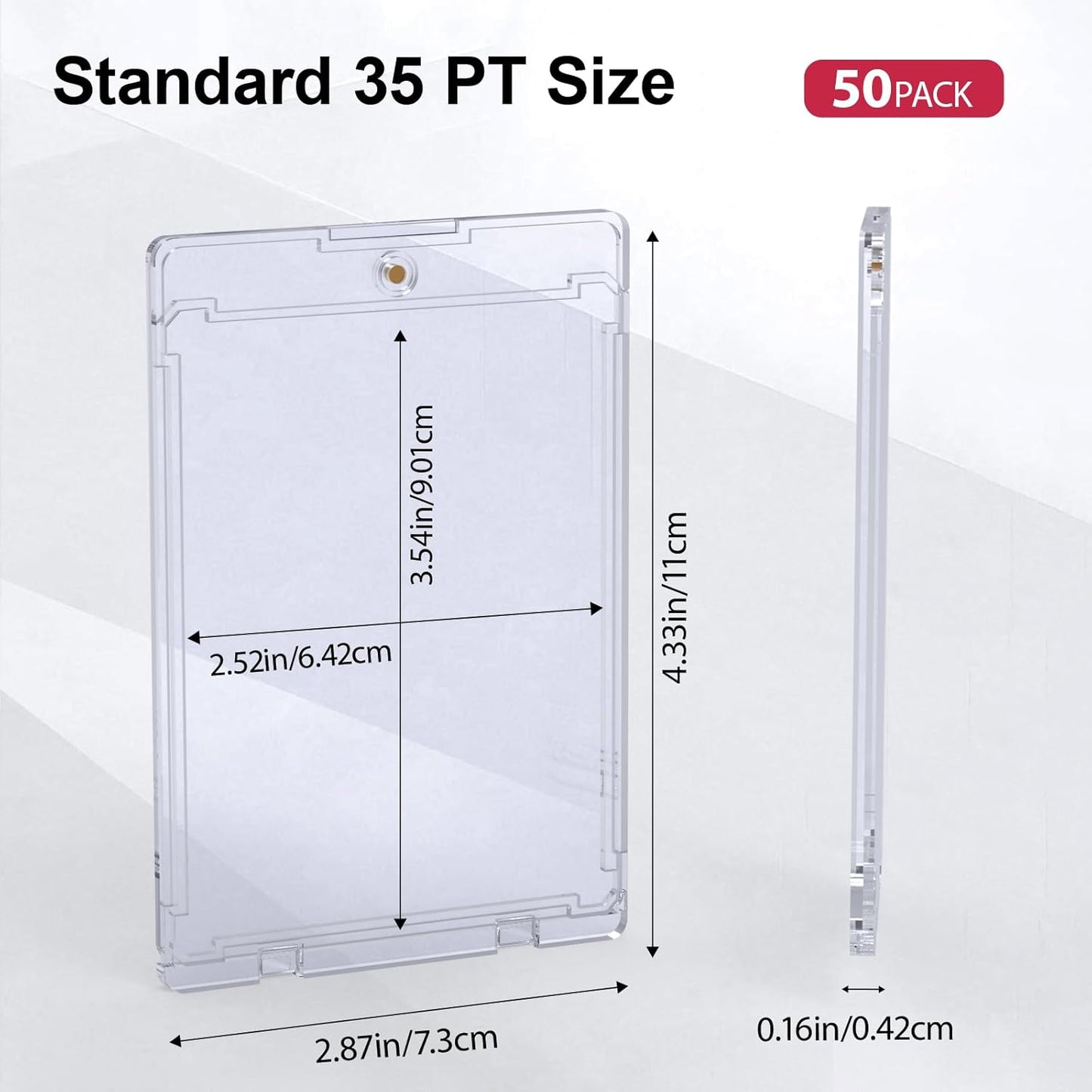100ct Magnetic Card Holder, 35pt One Card Touch Holders for Trading Cards, U-V Protection Card Display Case Protectors Sleeves Hard Plastic Cover for Sports Game