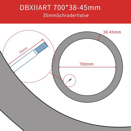 2 PCS Heavy Duty Bike Tubes 700x38C 700x40C 700x43C 700x45C 38C/40C/42C/43C/45C Schrader Valve 35mm/48mm Bicycle Tubes Premium Quality Butyl Inner Tubes (Schrader Valve 35mm)
