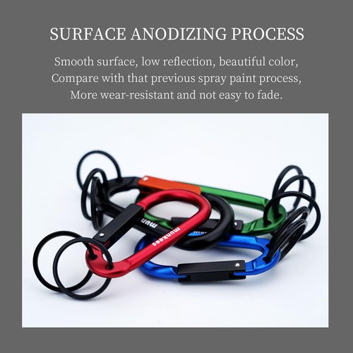 munkees Carabiner Keychain with 2-3 Rings, Backpack Buckle, Aluminum Alloy, Lightweight and Portable (Large,Red)