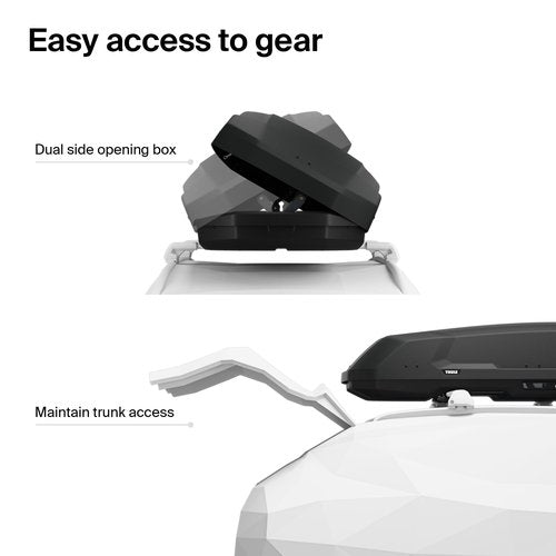 Thule Force 3 - Size L - 16 cu ft - Aerodynamic roof Mounted Box - Dual-Sided Opening with Locks - Tool-Free Install - Weatherproof Design - for SUVs, Trucks, Cars, EVs and More