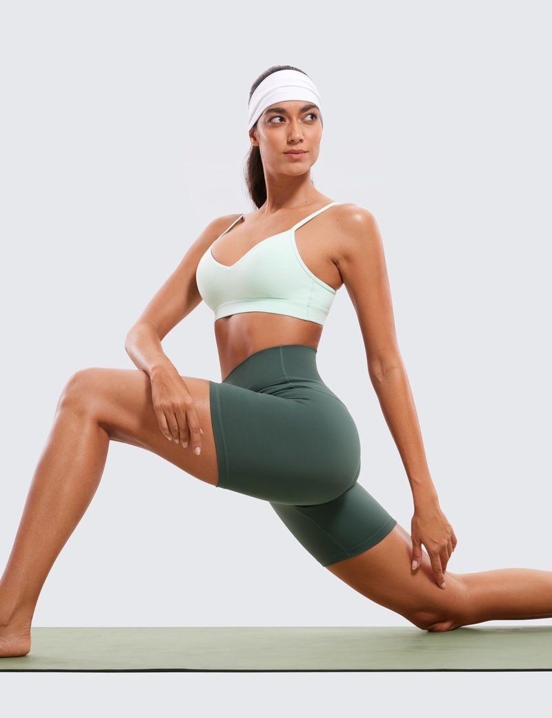 CRZ YOGA ButterLuxe Biker Shorts 6" - High Waisted Workout Running Volleyball Spandex Yoga Womens Dark Forest Green Large