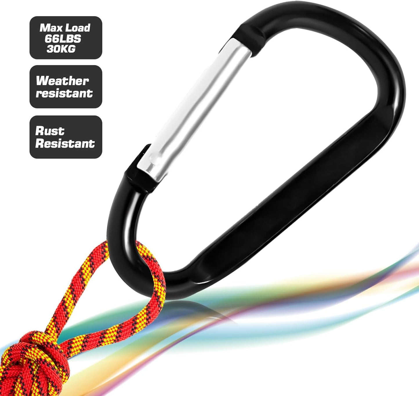 12PCS Aluminum Carabiner Clip - Carabeaner D Ring Shape,Spring Snap Key Chain Clip Hook,Keychain Clip,Multipurpose for Camping, Hiking,Backpacking or Other Outdoor Activities, Black.