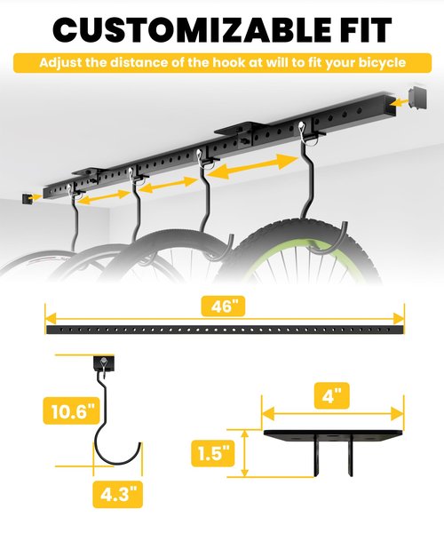 SJPULMO Bike Rack Celling Mount for Garage, Indoor Hangers Storage for 8 Bicycles, Heavy-duty Adjustable Bike Hooks for Garage Ceiling Support up to 640 lbs